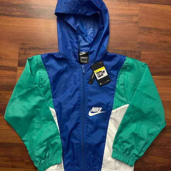 nike windbreaker white blue